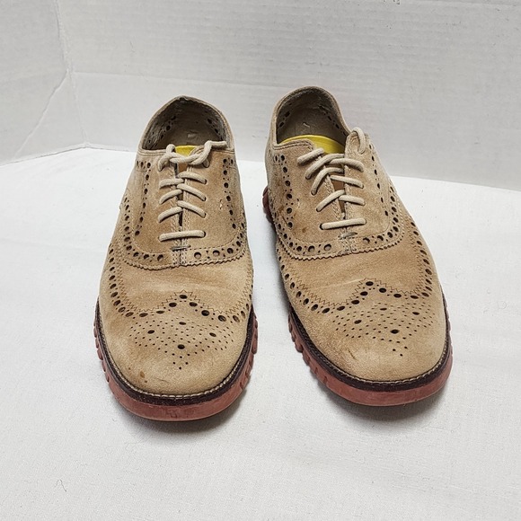 Cole Haan Zerogrand Mushroom Suede Wingtip Shoes Oxford Soft QUALITY mens 9.5 - Picture 2 of 16